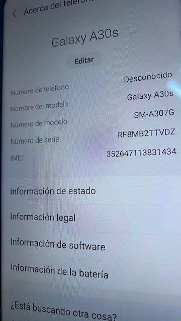Vendo Celular Samsung Galaxy A30S blanco.  Foto 7226410-3.jpg