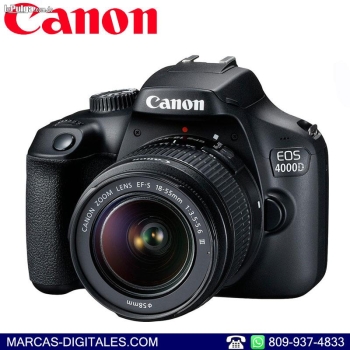 Camara canon digital rebel t100 4000d con lente 18-55mm iii 18mp 1080p