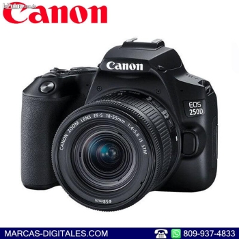 Canon digital rebel 250d con lente 18-55mm stm is camara dslr uhd 4k
