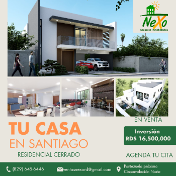Venta de casa nueva en residencial cerrado santiago jpc-227