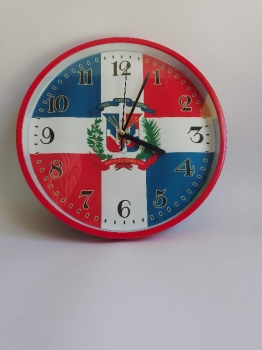 Reloj de la bandera dominicana de pared