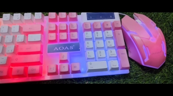 Combo de teclado y mause gamer pro rosa