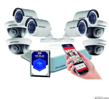 8 cámaras de vigilancia hd hikvision instalación incluida
