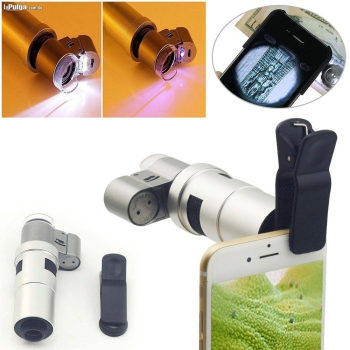 Mini microscopio 200x con luz led para celular / aumento 200
