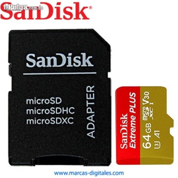 Memoria microsd sandisk extreme plus 64gb clase 10 u3 95mb x seg