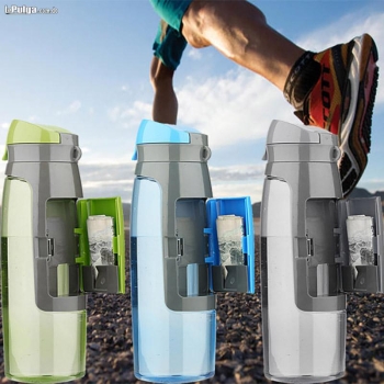 Botella de agua resistente con compartimiento para gimnasio deportes