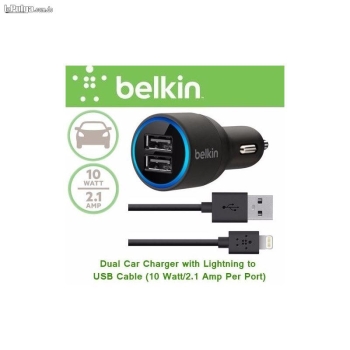 Cargador belkin para carro doble puerto con cable micro usb