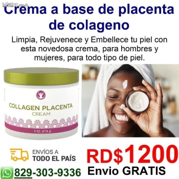 Crema de colágeno a base de placenta limpia y rejuvenece