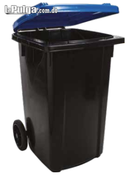 Zafacón 240 litros con ruedas negro contenedor de basura papelera gra