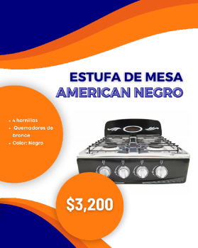 Estufa de mesa american negro