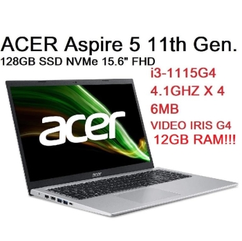 Laptop acer aspire 5 15.6 i3 11va 12gb ddr4 128gb ssd nvme