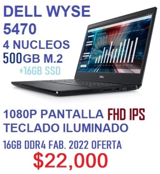 Laptop dell wyse 5470 n4100 256gb ssd 16 int  16gb ram fhd