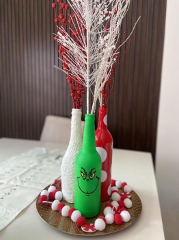 Botellas decorativas navideñas grinch