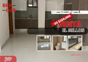 Hermoso apto en alquiler o venta el millón 1er nivel 2-hab 2-b 2-parq