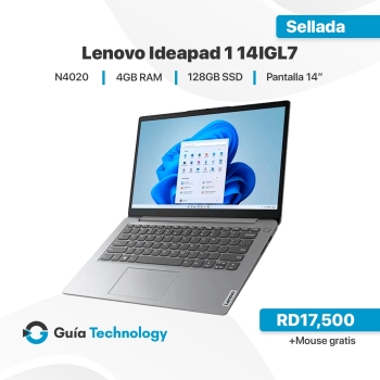 Laptop nueva lenovo ideapad 1 14igl7 128/4 1 año de garantia  mouse gr
