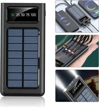 Power bank mah batería externa solar de carga rápida cargador portátil