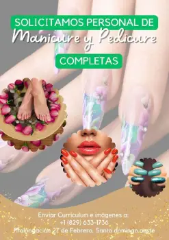 Buscamos personal área de uñas acrílicas manicure y pedicure.