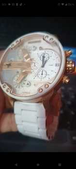 Reloj diesel blanco cuarzo y acero inoxidable con cronógrafo nuevo