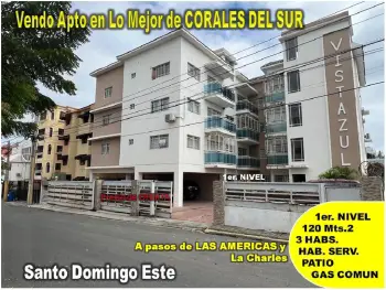 Vendo apto en lo mejor de  corales del sur 3 habs. 1er. nivel 120 mts.