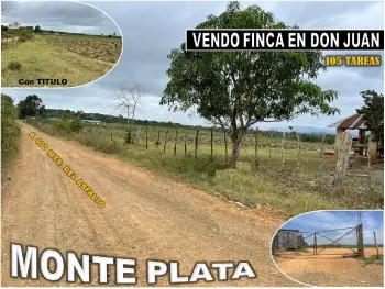 Vendo super finca de 105 tareas a 300 mts. de la  carretera en don jua