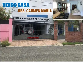 Vendo casa en el res. carmen maría republica de colombia 3 habs. 291 m