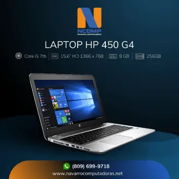 Laptop hp 450g4 core i5 de 7ma generacion memoria 16gb ddr4 ssd 256gb