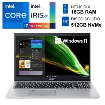 Acer aspire 3 15.6 i7-1165g7 iris xe 16gb y 512gb nueva 32500
