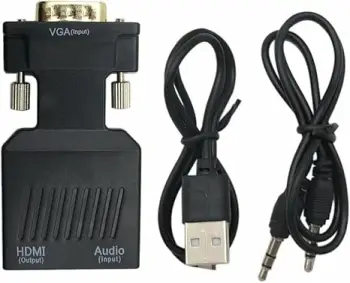 Adaptador vga a hdmi full hd 1080p audio video converter pc portátil a