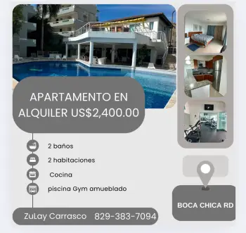 Apartamento en alquiler – boca chica próximo a boca marina