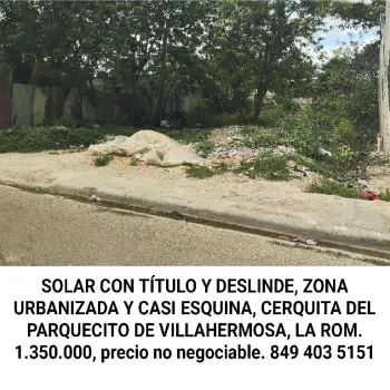 Solar con título en villa hermosa la romana