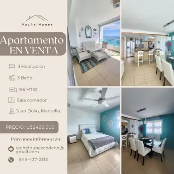 Apartamento de 3 habitaciones en venta en juan dolio.