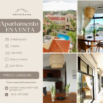Apartamento de 2 habitaciones en venta en juan dolio.