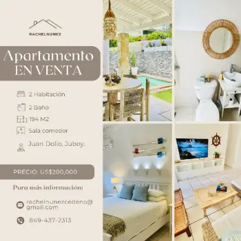 Apartamento de 2 habitaciones en venta en juan dolio.