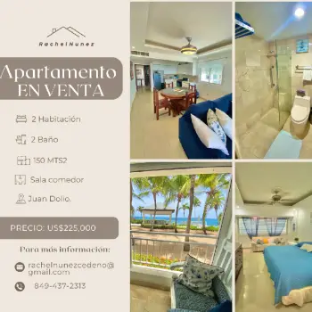 Apartamento de 2 habitaciones en venta en juan dolio.