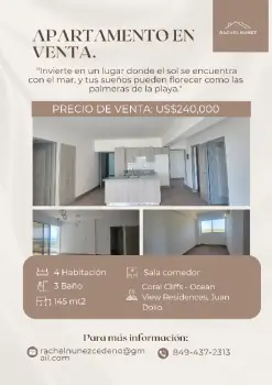 Apartamento de 4 habitaciones en venta en juan dolio.