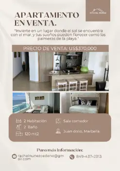 Apartamento de 2 habitaciones en venta en juan dolio.