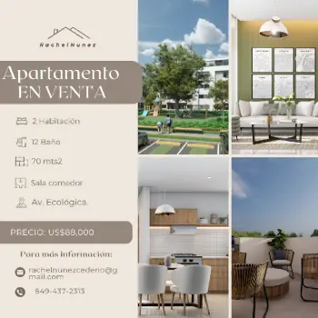 Apartamento de 2 habitaciones en venta en la av. ecologica.