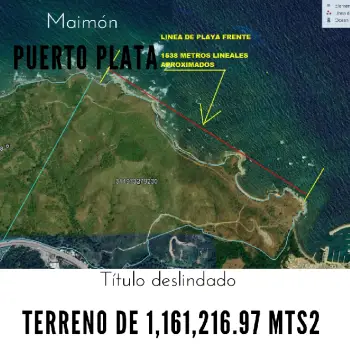 Terreno de 1161216 mts2 en puerto plata