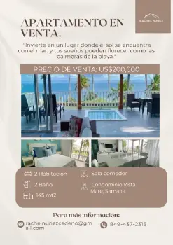 Apartamento de 2 habitaciones en venta en samaná.