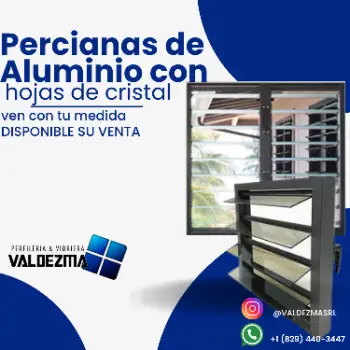 Percianas de aluminio disponible  con hojas de cristal de valdezma