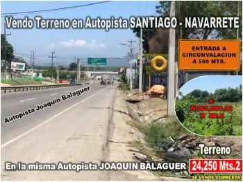 Vendo 24250 mts.2  en la autopista santiago–navarrete prox. a la circu