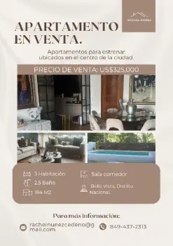 Apartamento de 3 habitaciones en venta en bella vista.