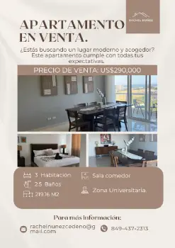 Apartamento de 3 habitaciones en venta en zona universitaria.