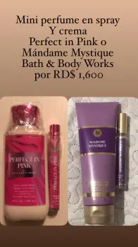 Mini perfume y crema bath  body works victoria’s secret pink happy nat
