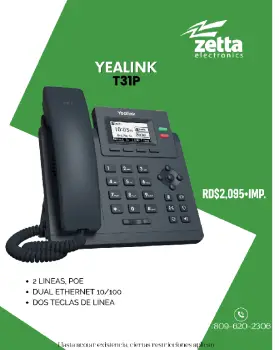 Telefono yealink t31p - ideal para empresas que buscan eficiencia y ca