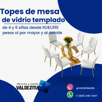 Topes de vidrio templado ded 4 y 6 sillas