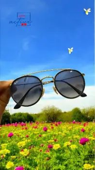 Lente rayban round double bridge cristal azul claro