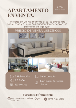 Apartamento de 2 habitaciones en venta en juan dolio.