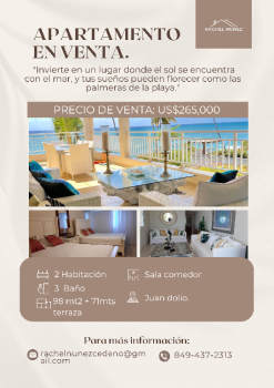 Apartamento de 2 habitaciones en venta en juan dolio.