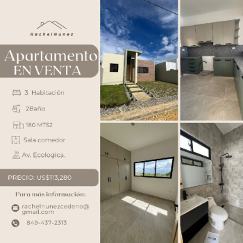 Apartamento en venta proximo a la av. ecologica.